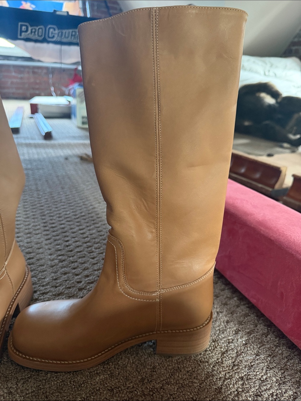 Steve Madden Riggs Banana Tall Leather Boots in Tan never word but no tags - Picture 3 of 6